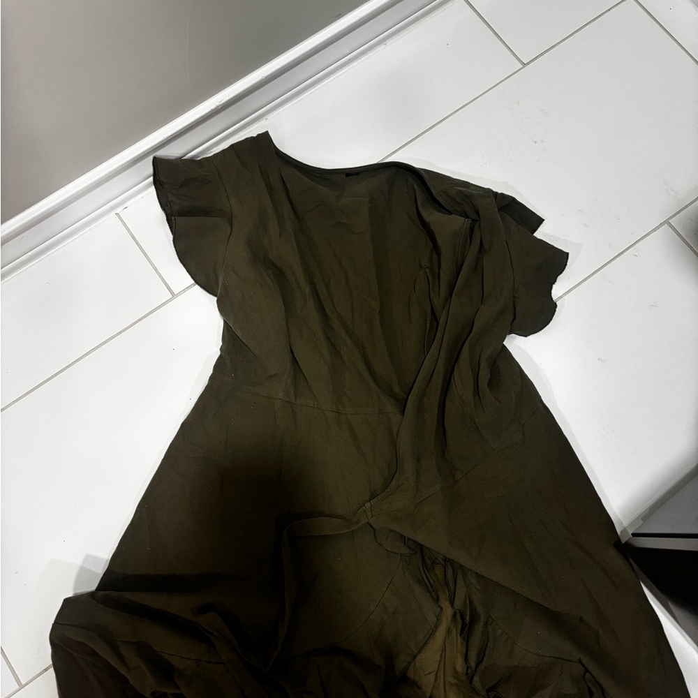 Express Green Asymmetrical One Shoulder Sundress